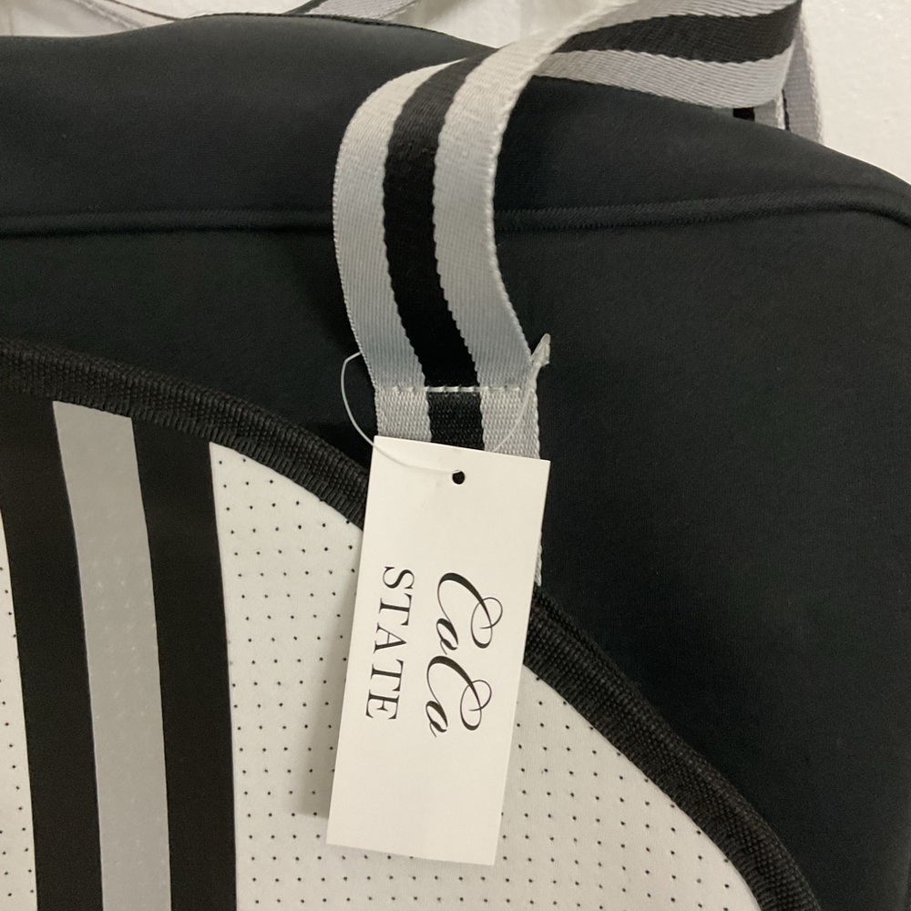 COCO STATE. Black and White Tote Bag with Stripes - Picture 6 of 8